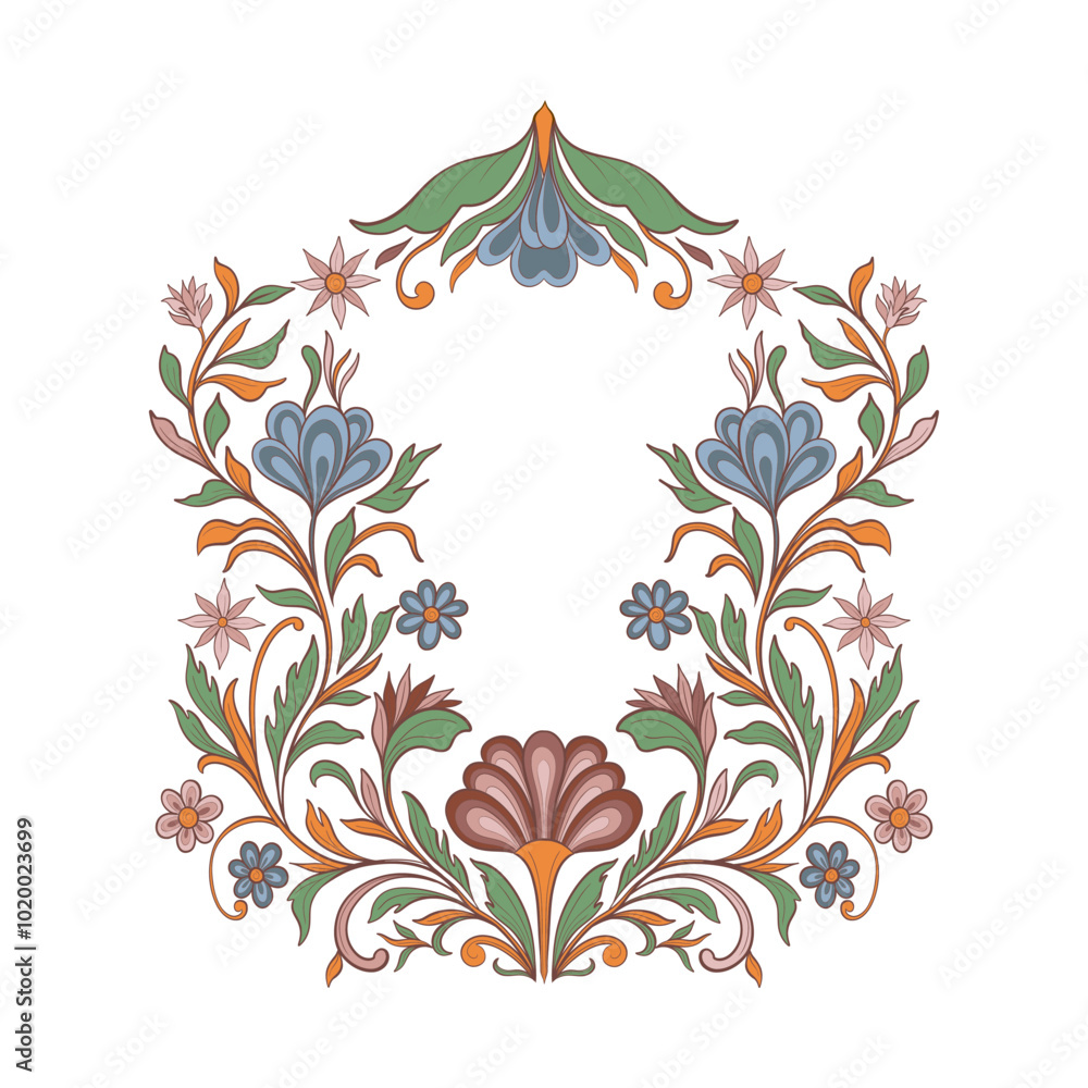 Mughal Pattern Tree Mughal tree decorative ornamental floral. Vintage intricate traditional ...