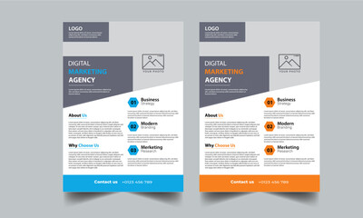 Corporate flyer design template with 2 color design concept layout
