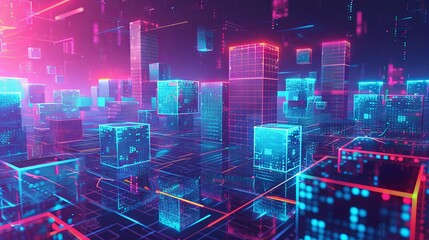 Innovative blockchain technology background featuring cryptocurrency fintech network, programming elements, and abstract segwit design