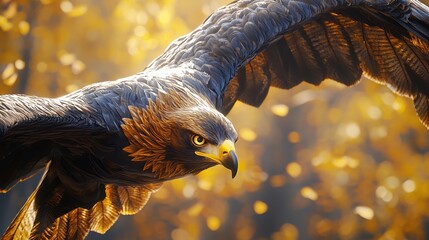 Golden Eagle in Flight Captured Up Close