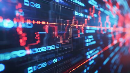 Wall Mural - innovative blockchain technology background featuring cryptocurrency fintech network, programming el