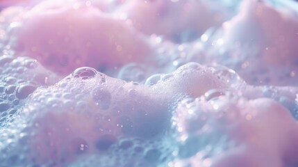 Poster - The bathwater glistens with vibrant, soft foam, creating a calming atmosphere perfect for unwinding in the evening. Generative AI