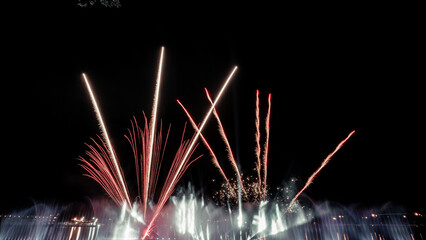 Fireworks display on New Year's night with beautiful lights at night