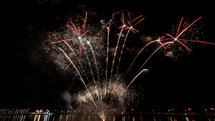 Fireworks display on New Year's night with beautiful lights at night