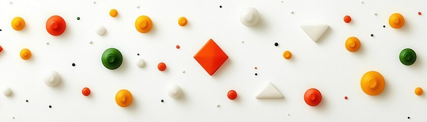 Poster - Colorful Geometric Shapes on White Background.