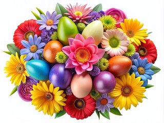 Wall Mural - Vibrant Easter Flower Clip Art Collection for Spring Celebrations and Festive Designs and Crafts