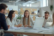 © N. W. - business professionals working on a project as a team in the office for work