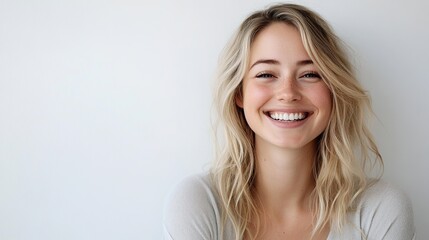 Sticker - Smiling Young Woman with Natural Beauty and Joyful Expression