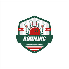 Bowling logo sport design template  bowling tournament logo badge design vector illustration