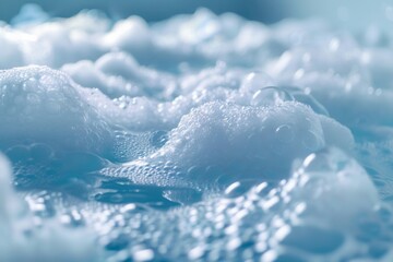 Poster - A soft layer of bubbles floats on warm water, inviting a calming and soothing experience during a leisurely bath. Generative AI