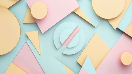 Poster - A minimalist background with simple, geometric shapes in soft pastel colors