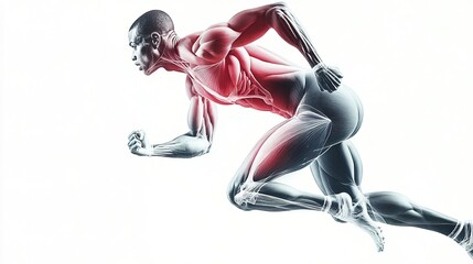 dynamic muscle anatomy of a sprinter in action
