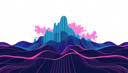 Abstract Rhythmic Sound Wave holographic background