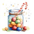 © Sukifli.D - Colorful Easter eggs in a jar with a candy cane