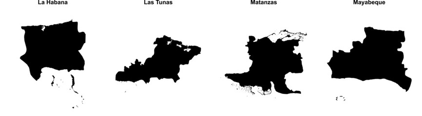 Wall Mural - La Habana, Las Tunas, Matanzas, Mayabeque outline maps