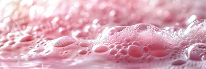 Poster - The soft pink foam covers the bath’s surface, inviting relaxation and comfort in a tranquil setting perfect for unwinding. Generative AI