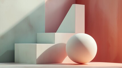 Poster - Simple minimalist poster with geometric shapes and soft colors