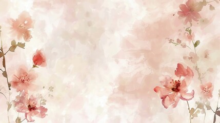 Poster - Delicate watercolor flowers in soft hues blend beautifully, offering a tranquil and inviting atmosphere perfect for various settings. Generative AI