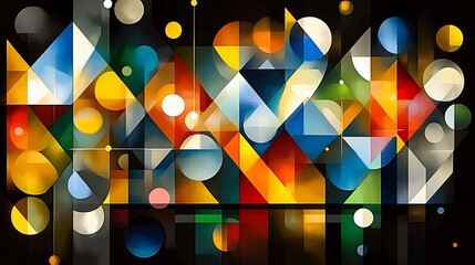 Generative AI Image of Modern Vibrant Abstract Background with Geometric Shape Neon Light Accents