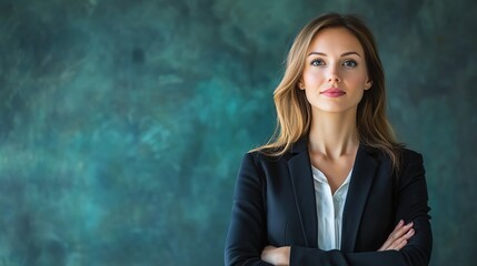 Sticker - Confident Businesswoman Against Abstract Background