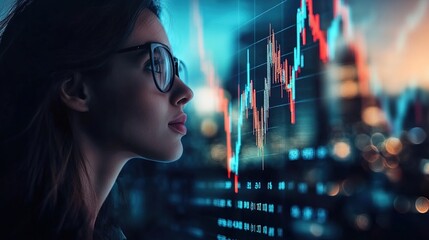 Poster - Woman Analyzing Financial Data with Modern Technology