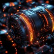 © walaiporn - Futuristic mechanical component with glowing details.