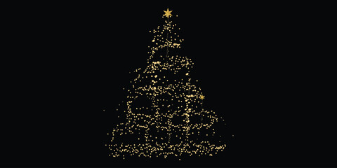 Wall Mural - Luxury gold glittering christmas tree illustration vector.