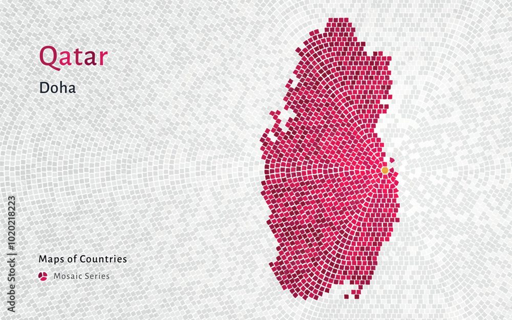 Creative Luxury Hexagon Mosaic Design of Qatar Map, Featuring Doha in ...