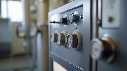 82. A close-up of a fume hood is filtration panel and controls