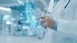 © Chaikit - 2410_046.doctor interacting with holographic medical interface, white lab coat, stethoscope, futuristic health records display, glowing checkmarks, clean minimalist background, digital healthcare