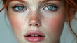 © Alex Bayev - Close-up Portrait of a Woman with Freckles and Blue Eyes