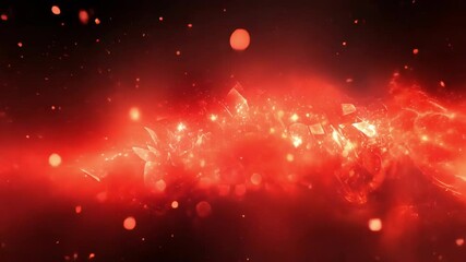 Wall Mural - an abstract visual of glowing red particles dynamically fracturing and illuminating in a vibrant dis