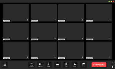 Wall Mural - virtual meeting room with empty participant slots and tools for communication and collaboration