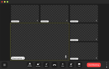 Wall Mural - virtual meeting setup with empty attendee slots and usernames waiting for participation