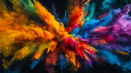 Wall Mural - the concept of the celebration. the idea of orgasm. a bright explosion of juicy smoke and dust. bits