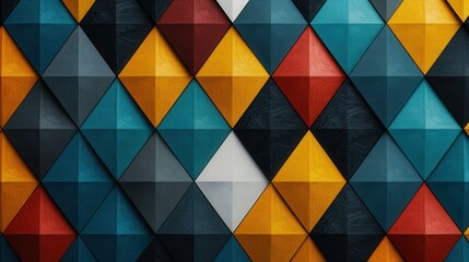 Wall Mural - colorful textured pyramids in a structured grid arrangement, creating a dynamic 3d background, showc