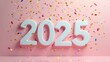 © Anna - Celebratory 2025 Year with Confetti on Pastel Background