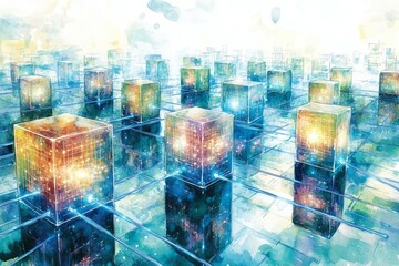 Canvas Print - Quantum Computing Grid, Quantum Computing in Digital Ecosystems