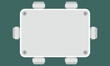 © Dow - Cable junction box. Rectangle 6-way electrical box with cable glands. Vector illustration in flat style
