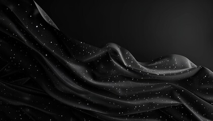 Black Fabric with White Glitter and Folds