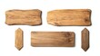 © Wimon - Set of three rustic wooden signboards in different wood tones, isolated on white background, perfect for outdoor signage, branding, or nature-themed designs