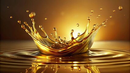 Wall Mural - Golden Liquid Exploding in a Symphony of Motion, Creating a Visually Stunning Crown of Fluid Art