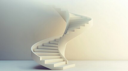 Wall Mural - Elegant spiral staircase design in minimalistic interior with soft lighting during early morning hours