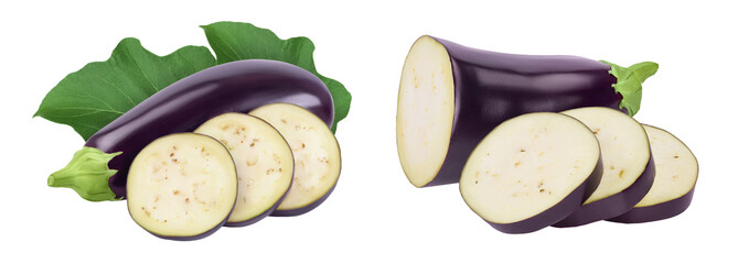 Wall Mural - Eggplant or aubergine isolated on white background with full depth of field