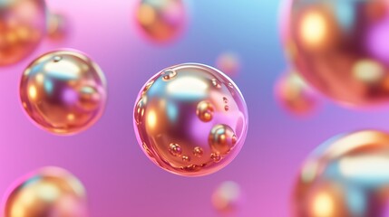 Poster - Colorful floating bubbles with a soft pastel background depicting abstract beauty and creativity in digital art