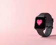 © Natawut - 3d Electronic black Smart Watch Pulse Heart, Fitness Bracelet Cartoon Style.
