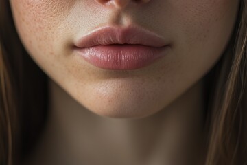 The patients lips shown immediately after a cosmetic injection procedure, highlighting the results of a beauty treatment for lip enhancement and anti aging effects