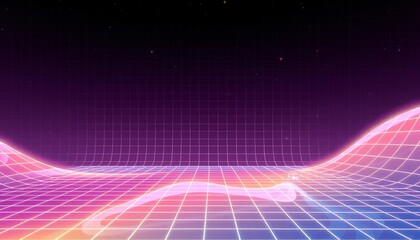 Wall Mural - vaporwave grids Retro Style landscape with grid background