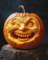 Sticker - Creating a carved pumpkin for a festive celebration