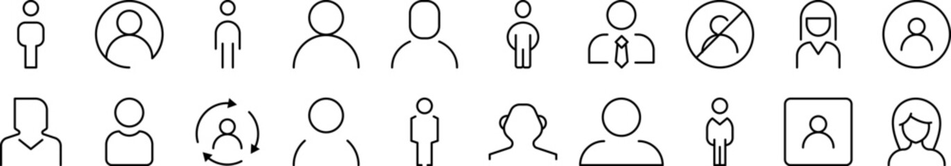 Wall Mural - Male and Female User Avatar Pack of Thin Icons. Editable Stroke. Suitable for Web Sites, Books, Cards, Apps